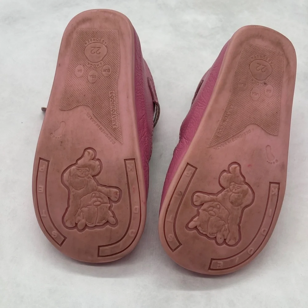 Genuine Leather Pink Baby Walker Shoes with Heart Design size 22 EU 6 US